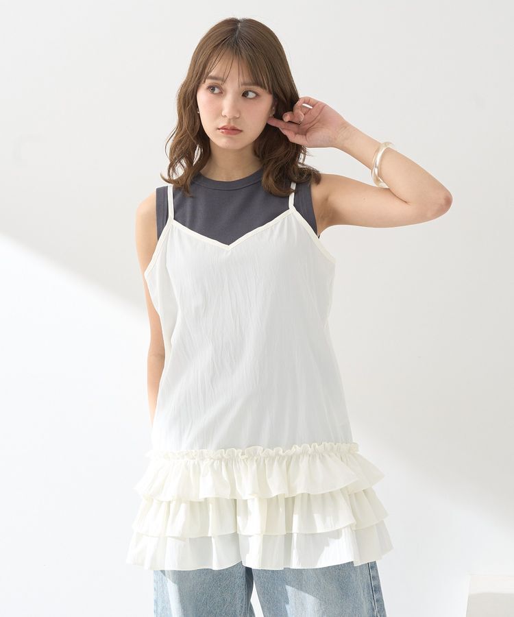 earth music&ecology「裾フリルキャミワンピース」|ワンピース|