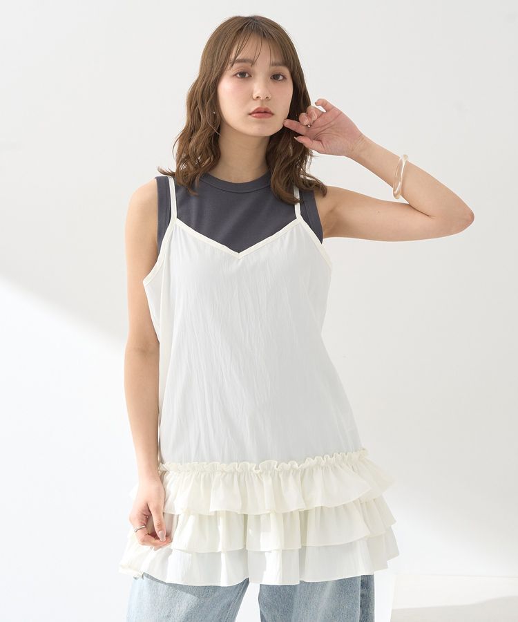 earth music&ecology「裾フリルキャミワンピース」|ワンピース|