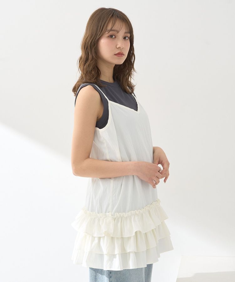 earth music&ecology「裾フリルキャミワンピース」|ワンピース|