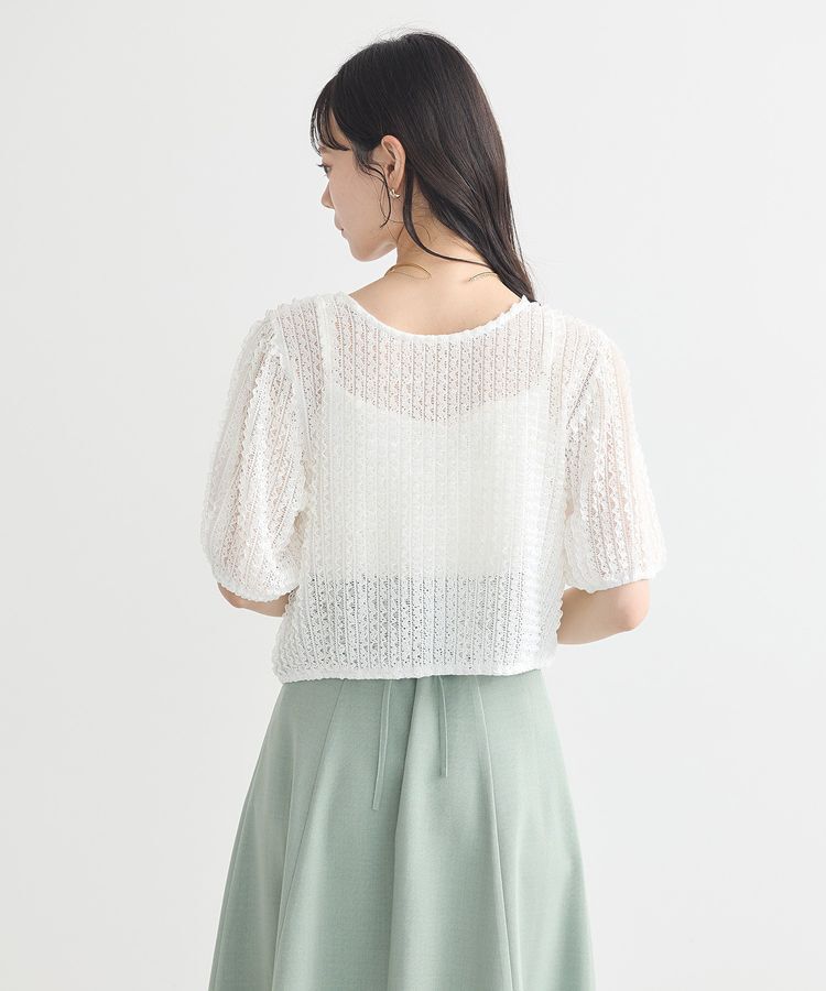 earth music&ecology「ミニフリルカットレースアンサンブル」|カーディガン|