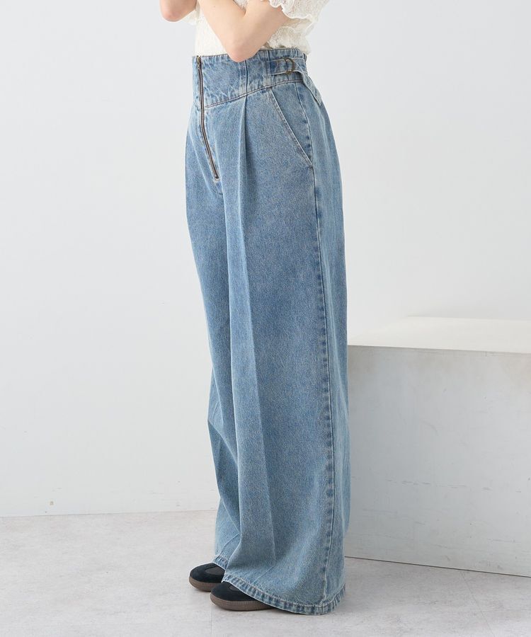 earth music&ecology「サイドベルトデニムパンツ」|デニム|