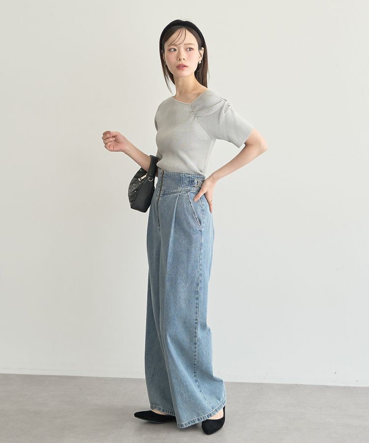 earth music&ecology「サイドベルトデニムパンツ」|デニム|