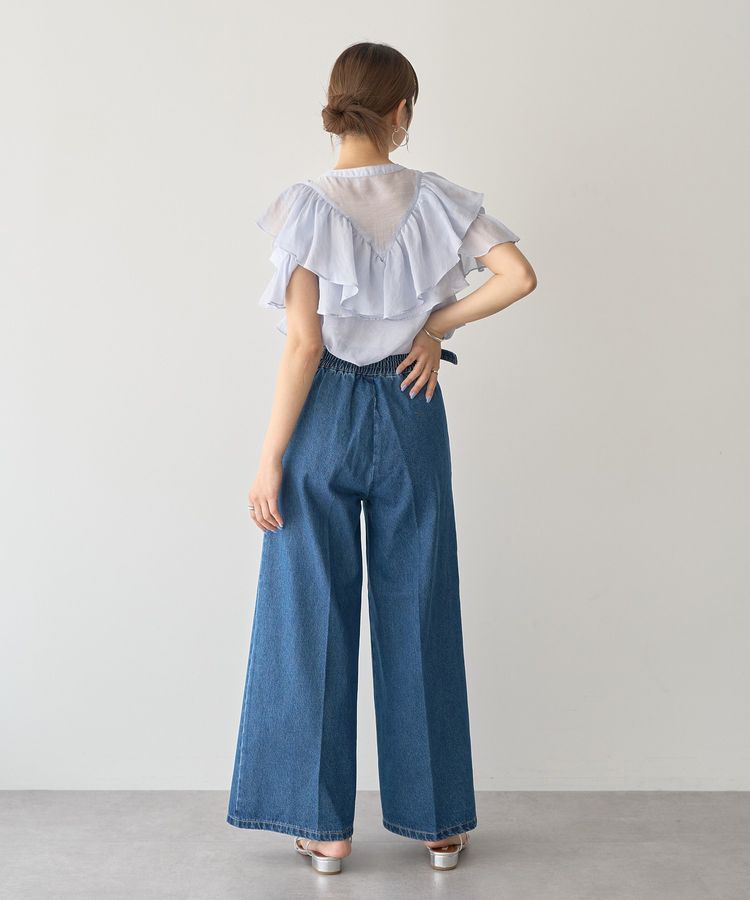earth music&ecology「サイドベルトデニムパンツ」|デニム|