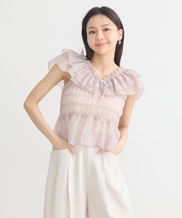 earth music&ecology「ダブルフリルノースリブラウス」|シャツ・ブラウス|