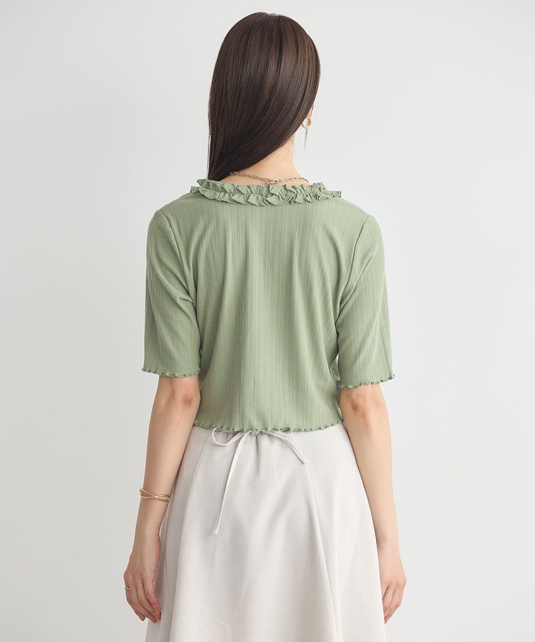 earth music&ecology「フリルカットリブカーディガン」|Tシャツ・カットソー|