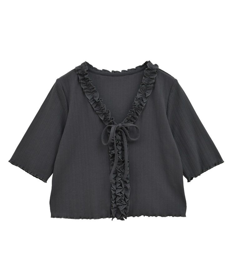 earth music&ecology「フリルカットリブカーディガン」|Tシャツ・カットソー|