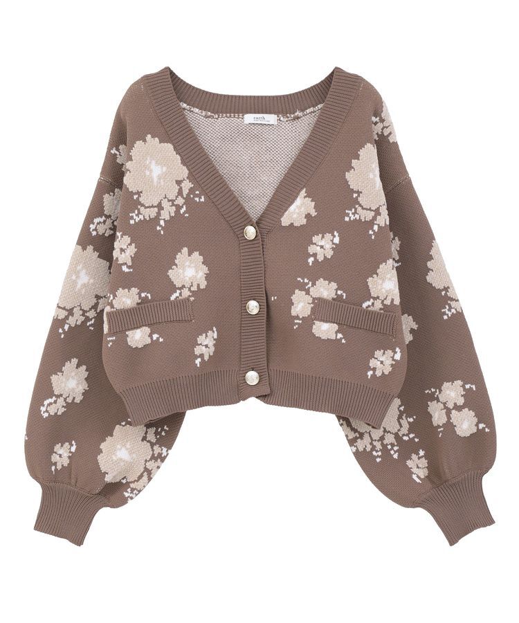 earth music&ecology「SET2点フラワージャガードカーデ+ビスチェ」|カーディガン|