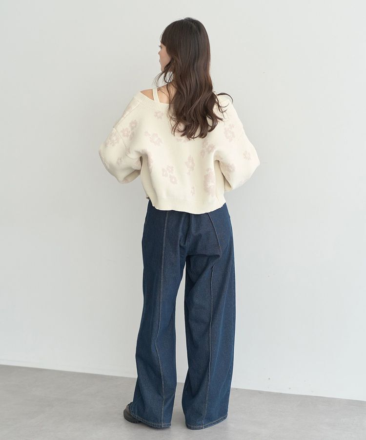 earth music&ecology「SET2点フラワージャガードカーデ+ビスチェ」|カーディガン|