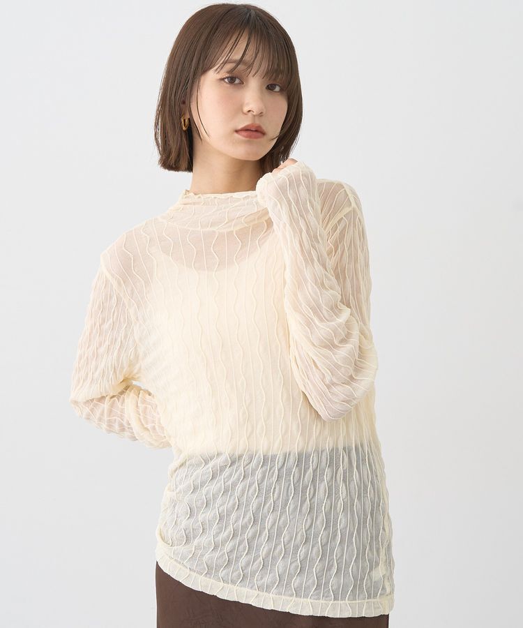 earth music&ecology「ハイネックシアーうねうねプルオーバー」|Tシャツ・カットソー|