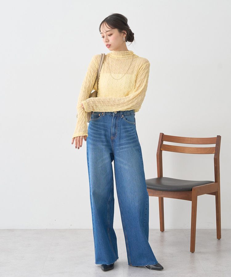 earth music&ecology「ハイネックシアーうねうねプルオーバー」|Tシャツ・カットソー|