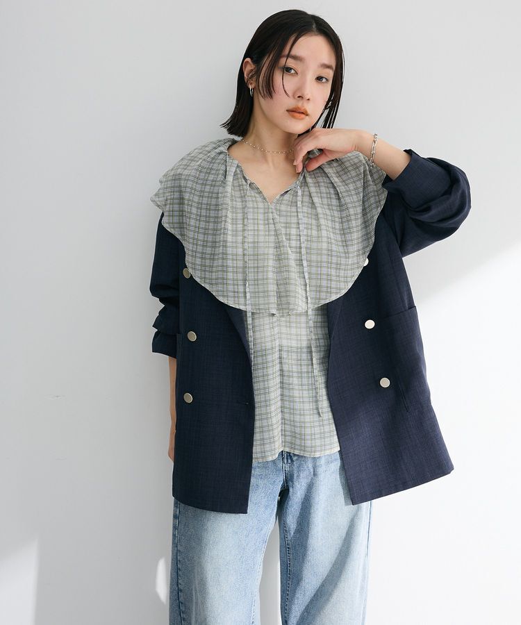 armonia「チェックシアーフリルブラウス」|シャツ・ブラウス|