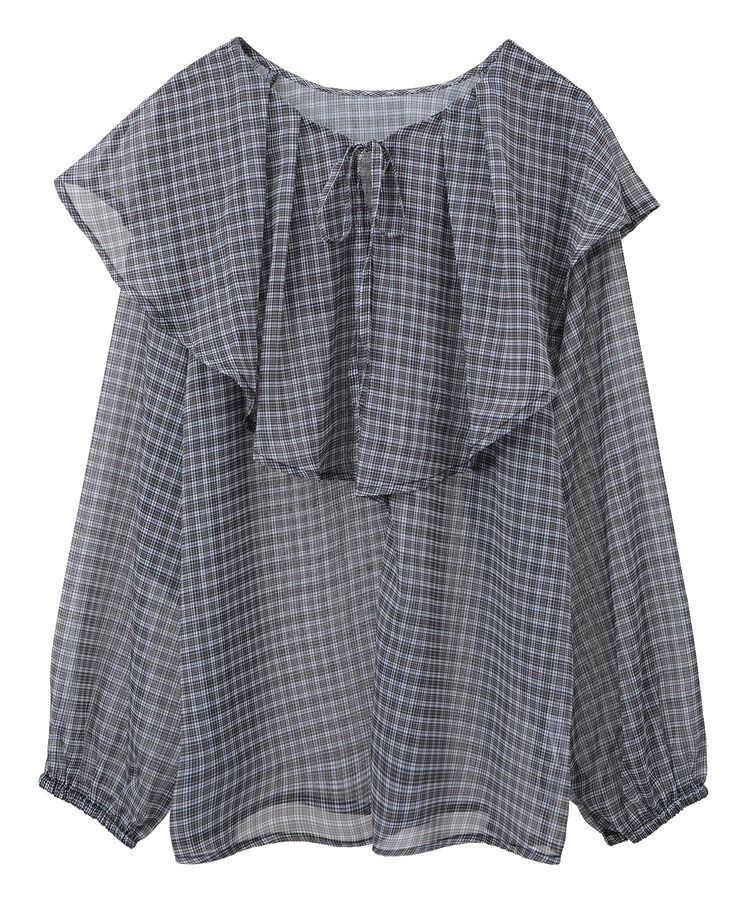 armonia「チェックシアーフリルブラウス」|シャツ・ブラウス|