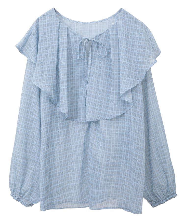 armonia「チェックシアーフリルブラウス」|シャツ・ブラウス|