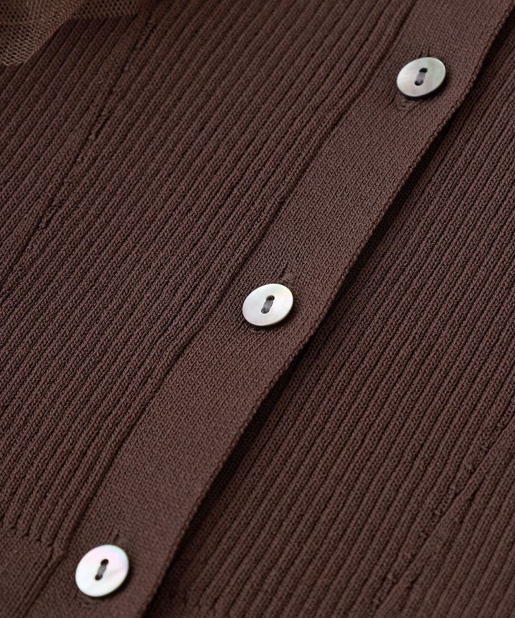 YECCA VECCA「チュールラッフルノースリーブカーディガン」|カーディガン|