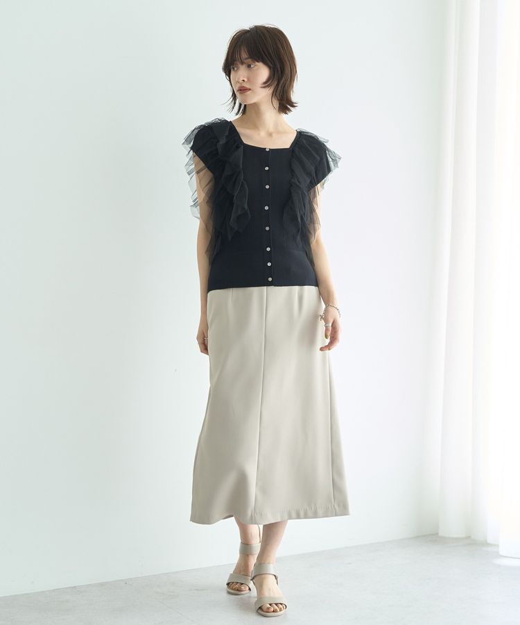 YECCA VECCA「チュールラッフルノースリーブカーディガン」|カーディガン|