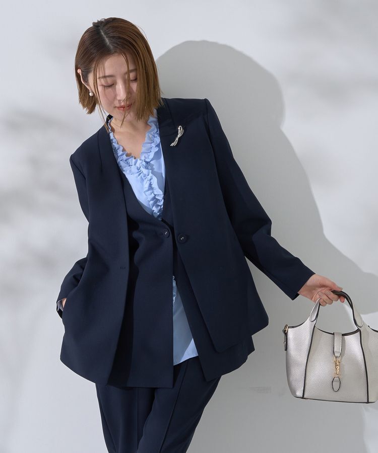 YECCA VECCA「ストレッチノーカラージャケット」|テーラードジャケット|