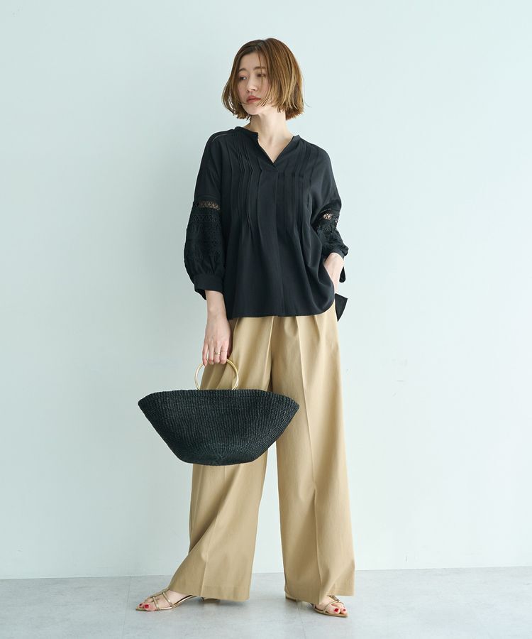 YECCA VECCA「レース切替スキッパーブラウス」|シャツ・ブラウス|