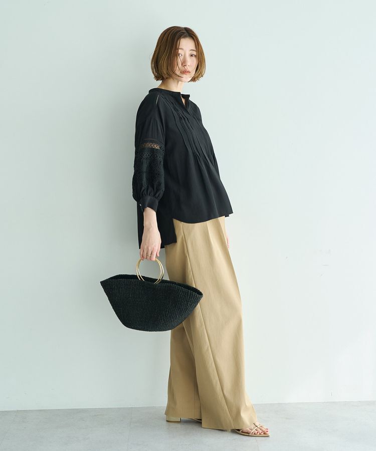 YECCA VECCA「レース切替スキッパーブラウス」|シャツ・ブラウス|