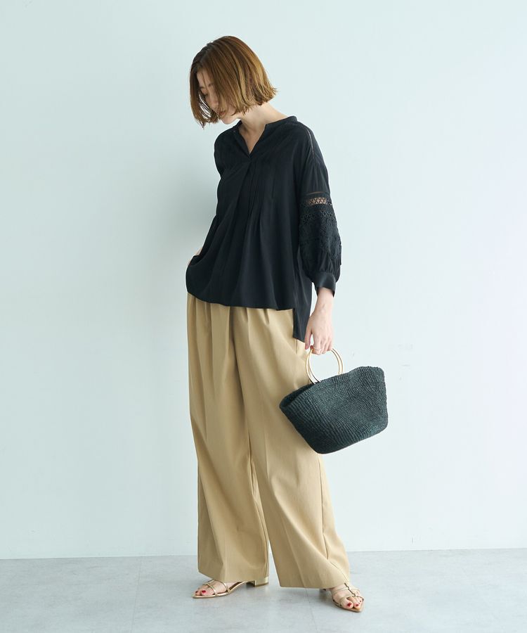 YECCA VECCA「レース切替スキッパーブラウス」|シャツ・ブラウス|