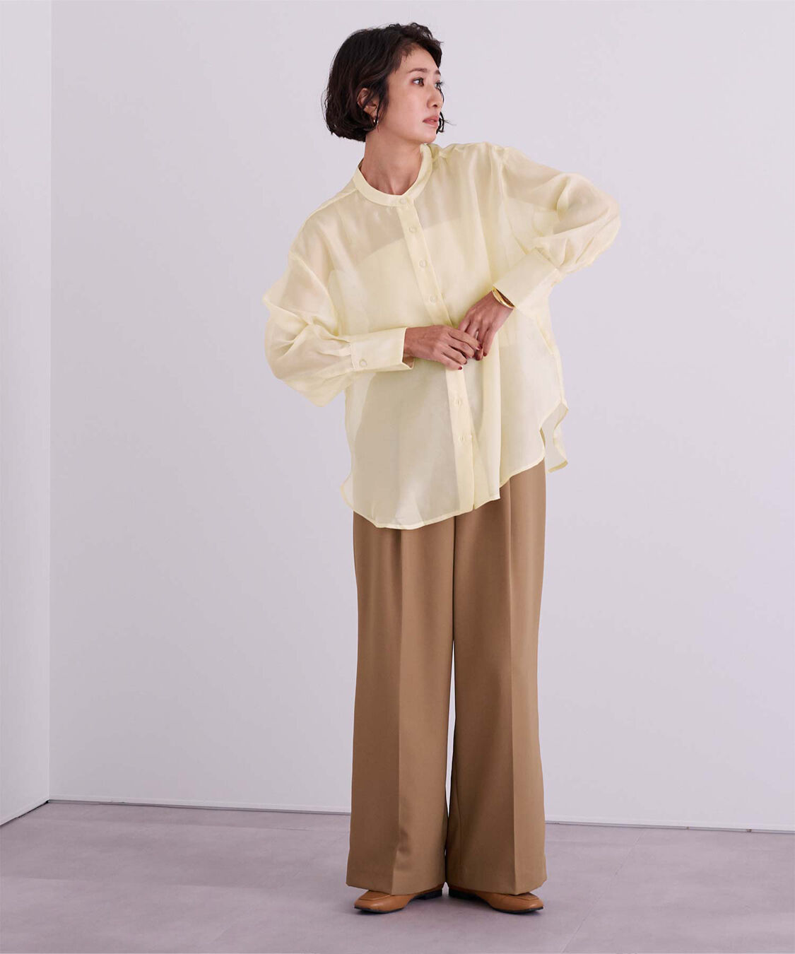 ur's「バンドカラーシアーシャツ」|シャツ・ブラウス|