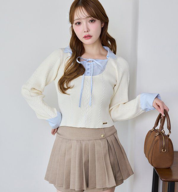  「シャツドッキングレイヤード風ニット」|ニット・セーター|