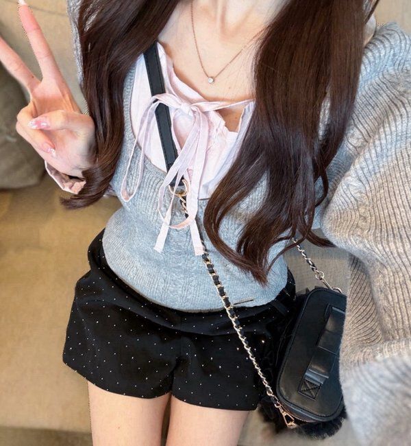  「シャツドッキングレイヤード風ニット」|ニット・セーター|