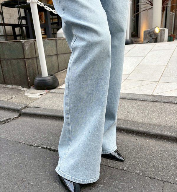  「【SSサイズあり/ウエスト調整可能】ビジュー付きワイドデニム」|その他|