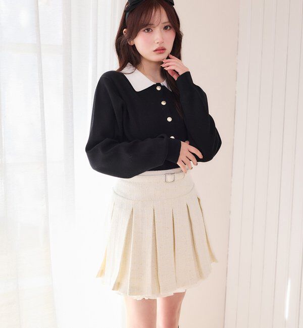  「ベルト付きレイヤードプリーツミニスカート」|その他|