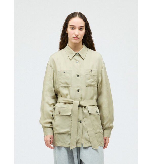 mizuiro ind「mizuiro ind キュプラフィールドシャツジャケット」|テーラードジャケット|ライトグリーン