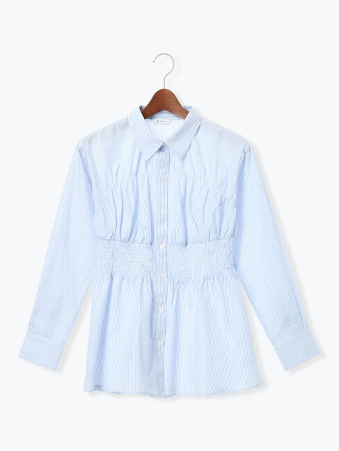 Te chichi「ペプラムシャーリングシャツブラウス」|シャツ・ブラウス|サックスブルー