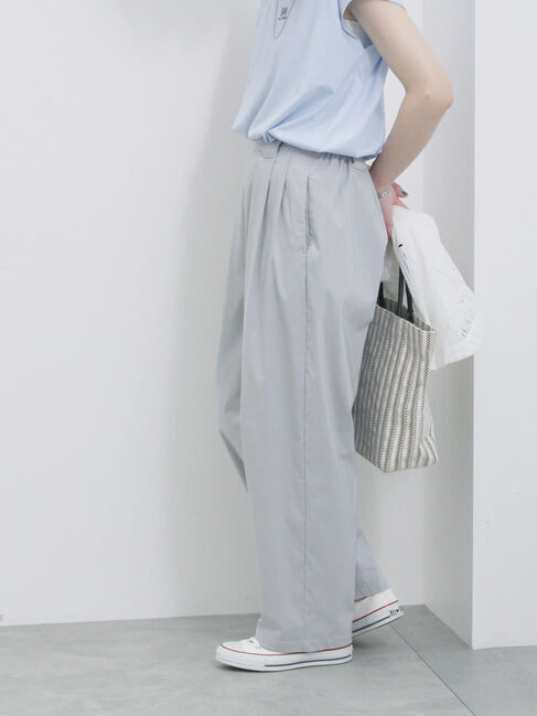 Samansa Mos2 blue「ストレッチタックカーブパンツ」|その他|