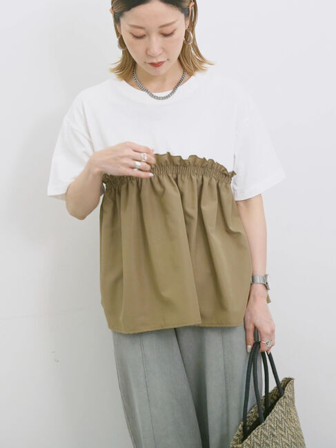 Samansa Mos2 blue「アソートドッキングプルオーバー」|Tシャツ・カットソー|