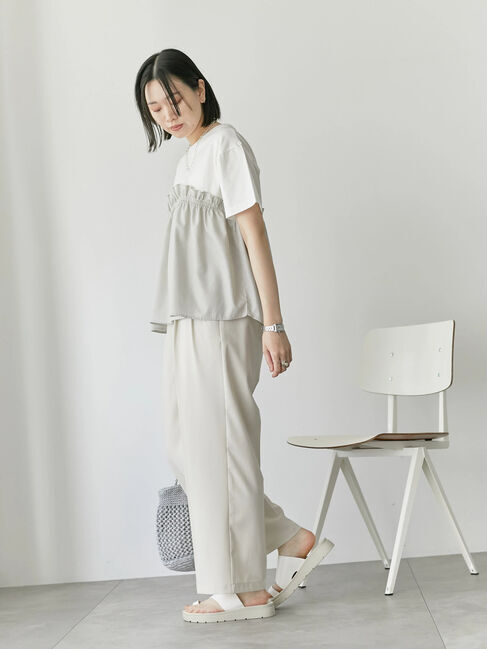 Samansa Mos2 blue「アソートドッキングプルオーバー」|Tシャツ・カットソー|