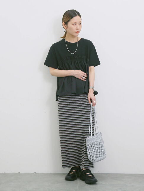 Samansa Mos2 blue「アソートドッキングプルオーバー」|Tシャツ・カットソー|