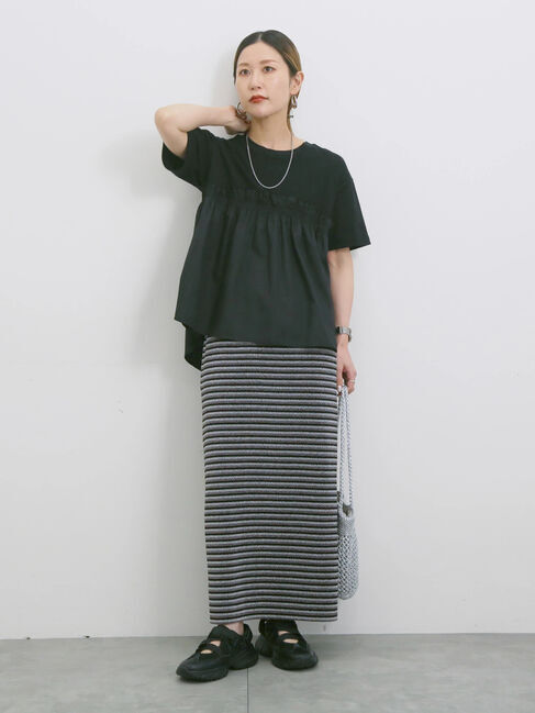 Samansa Mos2 blue「アソートドッキングプルオーバー」|Tシャツ・カットソー|