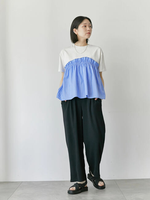 Samansa Mos2 blue「アソートドッキングプルオーバー」|Tシャツ・カットソー|