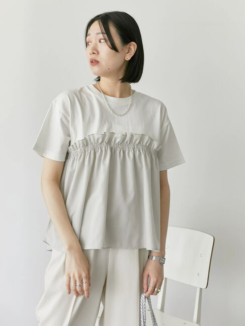 Samansa Mos2 blue「アソートドッキングプルオーバー」|Tシャツ・カットソー|