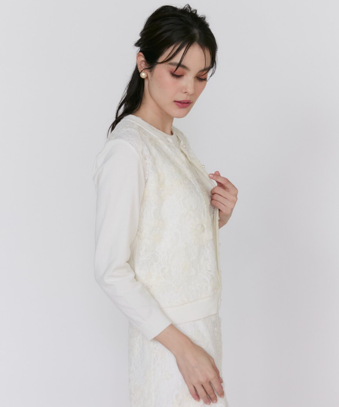 Maglie le cassetto「《大きいサイズ》3D刺繍レースカーディガン《Maglie White》」|カーディガン|