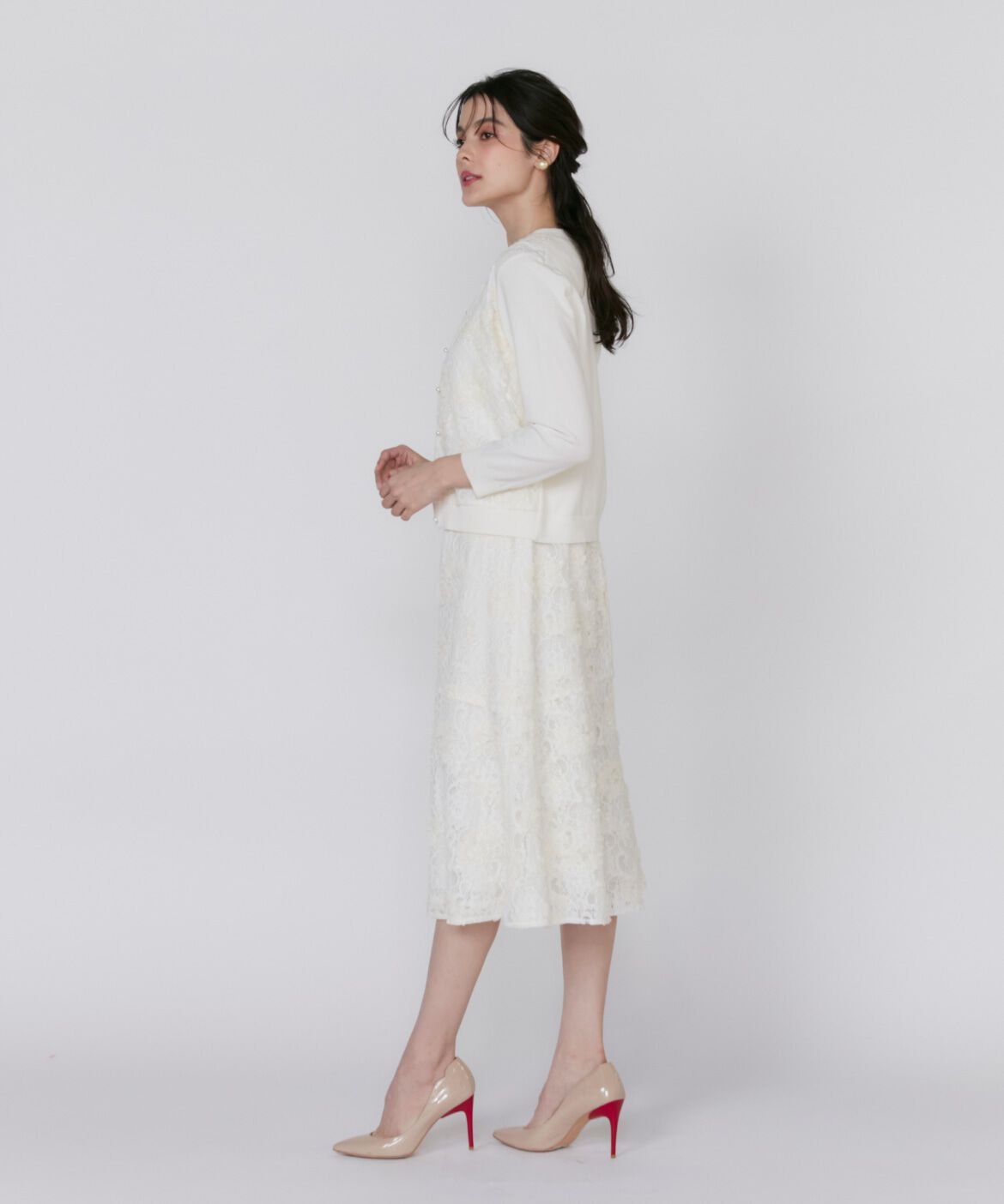 Maglie le cassetto「《大きいサイズ》3D刺繍レースカーディガン《Maglie White》」|カーディガン|