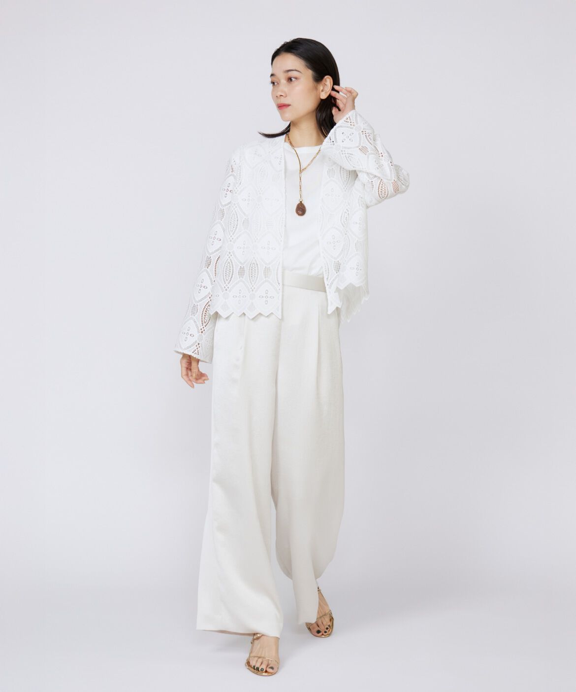 INED「《大きいサイズ》フレンチスリーブトップス」|Tシャツ・カットソー|