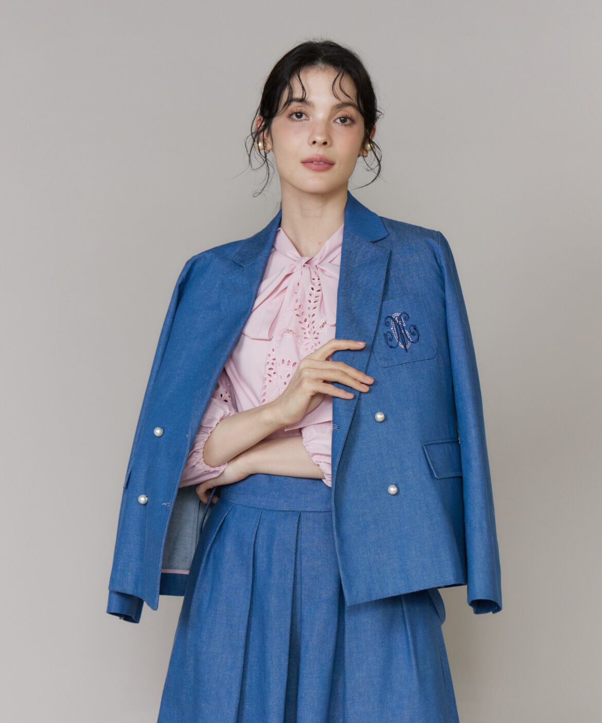 Maglie le cassetto「《大きいｻｲｽﾞ》《WEB･POPUP限定》刺繍ｺﾝﾊﾟｸﾄﾃﾞﾆﾑｼﾞｬｹ  」|デニムジャケット|