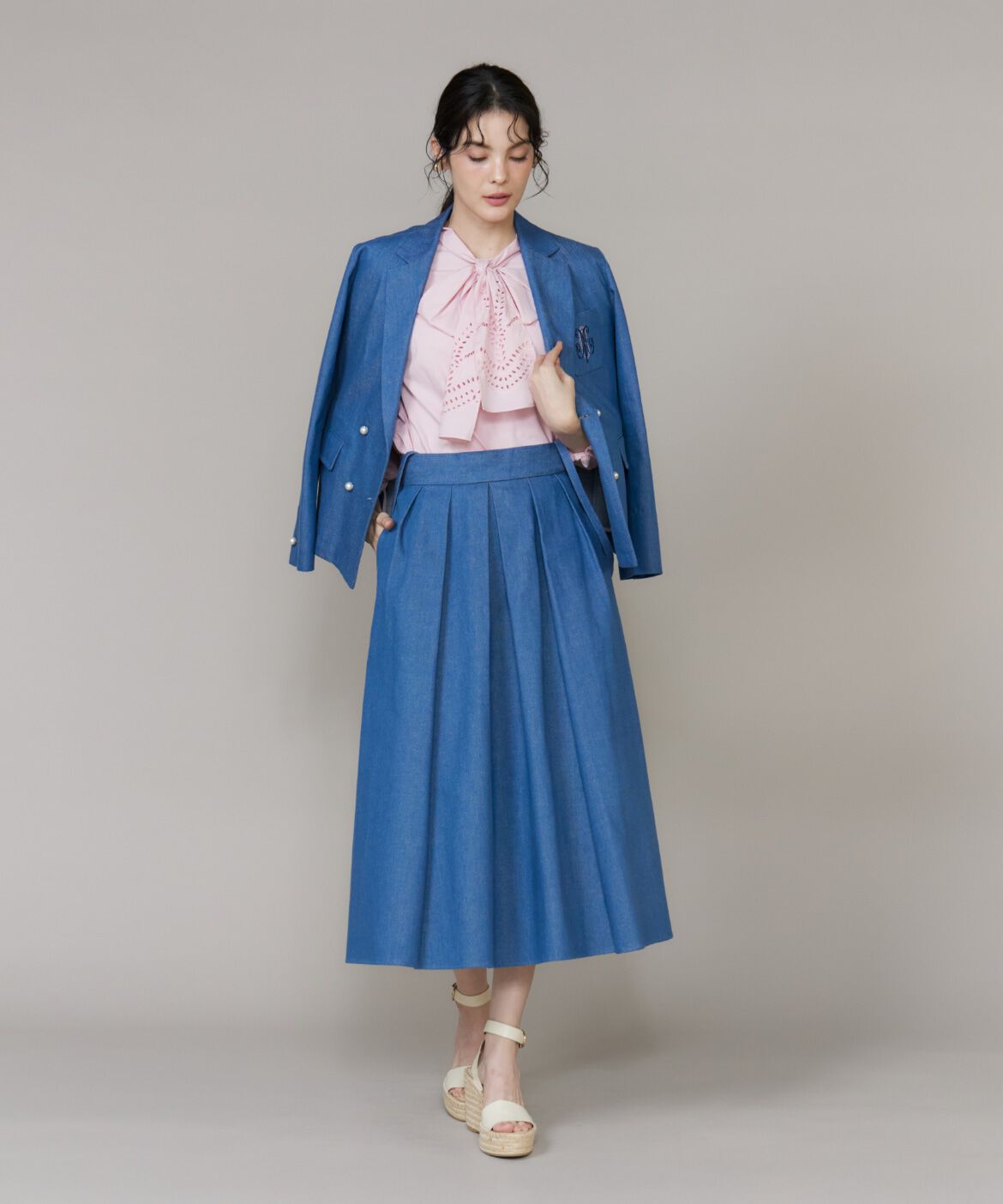 Maglie le cassetto「《WEB･POPUP限定》ｻｽﾍﾟﾝﾀﾞｰ付きﾃﾞﾆﾑﾀｯｸｽｶｰﾄ《M Maglie le」|スカート|