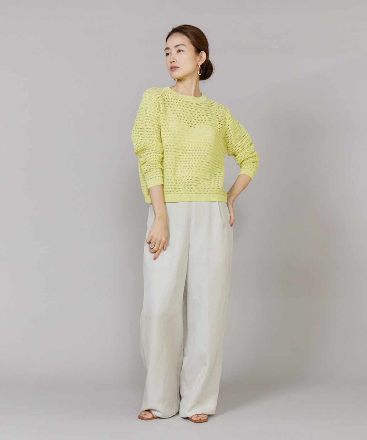 Le Souk「《大きいサイズ》透かし柄ボートネックプルオーバー」|ニット・セーター|