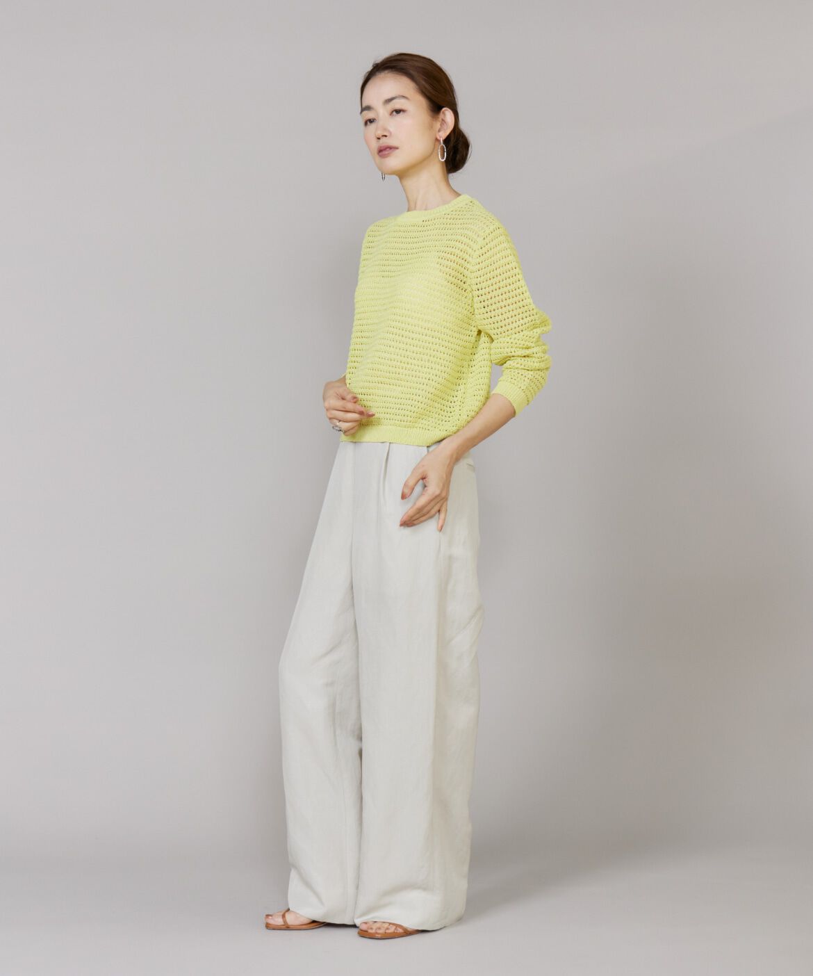 Le Souk「《大きいサイズ》透かし柄ボートネックプルオーバー」|ニット・セーター|