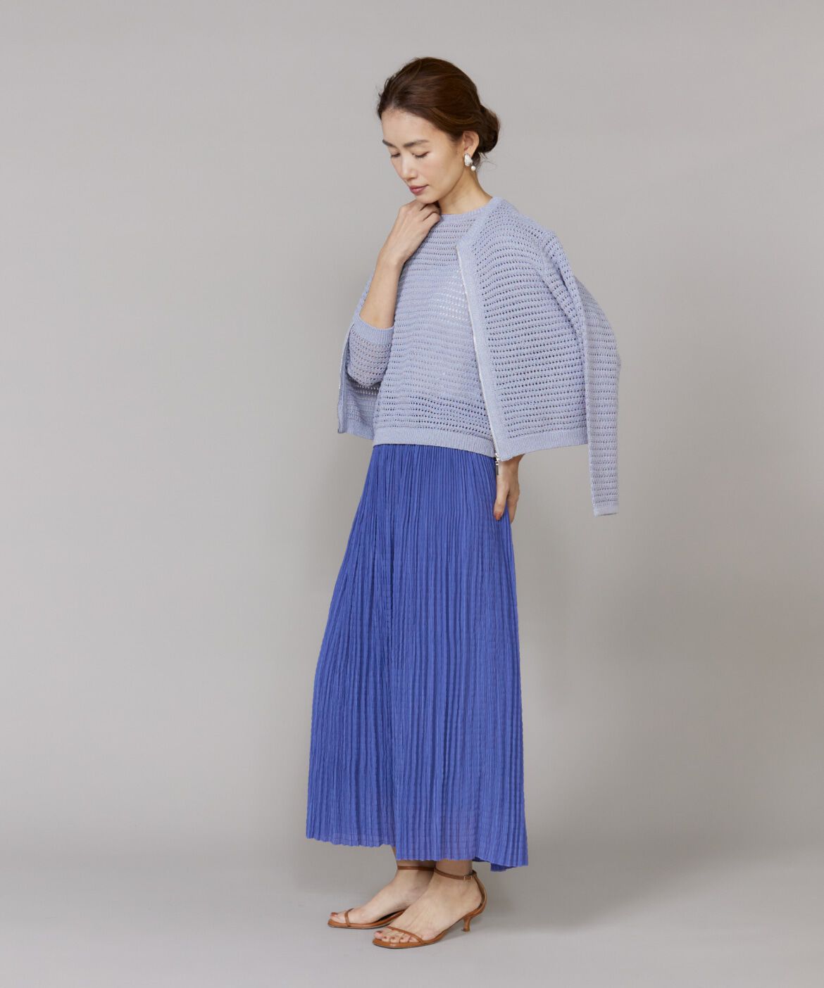 Le Souk「透かし柄ニットブルゾン」|カーディガン|