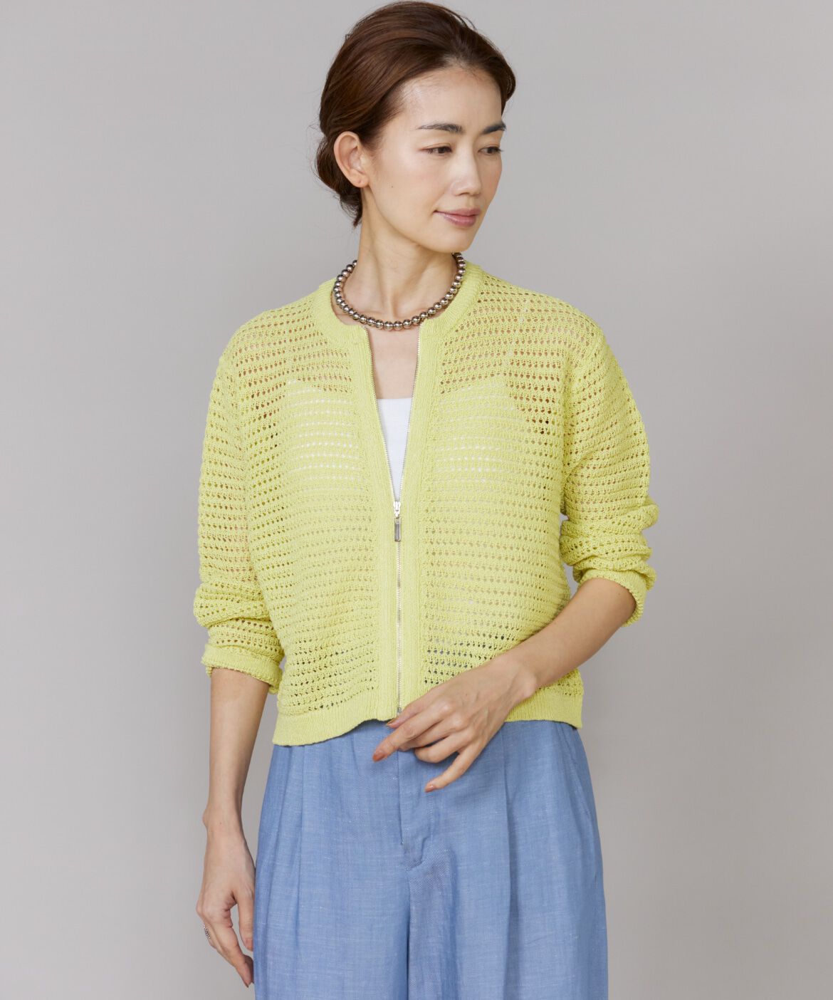 Le Souk「透かし柄ニットブルゾン」|カーディガン|