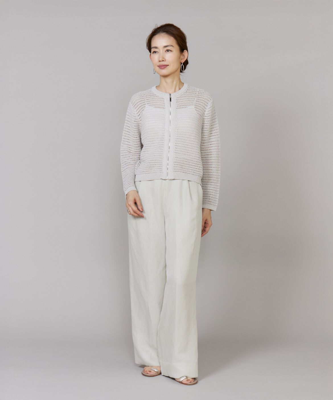 Le Souk「透かし柄ニットブルゾン」|カーディガン|