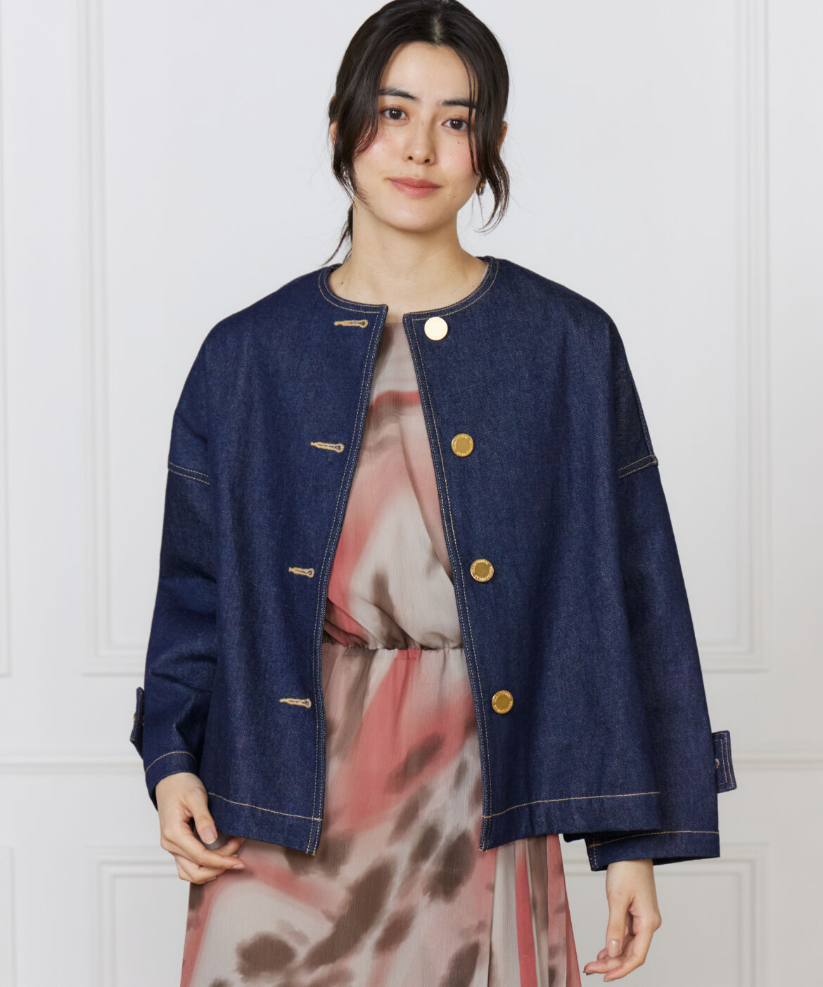 INED「ショートデニムジャケット MALTON NO COLLAR SHORT DENIM《Traditional Weatherwear》」|デニムジャケット|