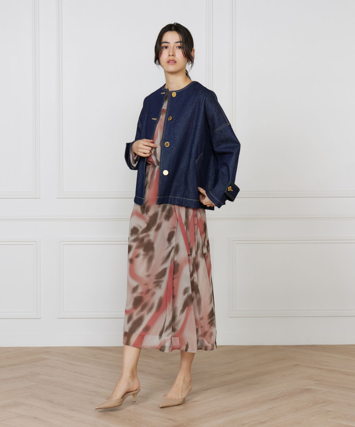 INED「ショートデニムジャケット MALTON NO COLLAR SHORT DENIM《Traditional Weatherwear》」|デニムジャケット|