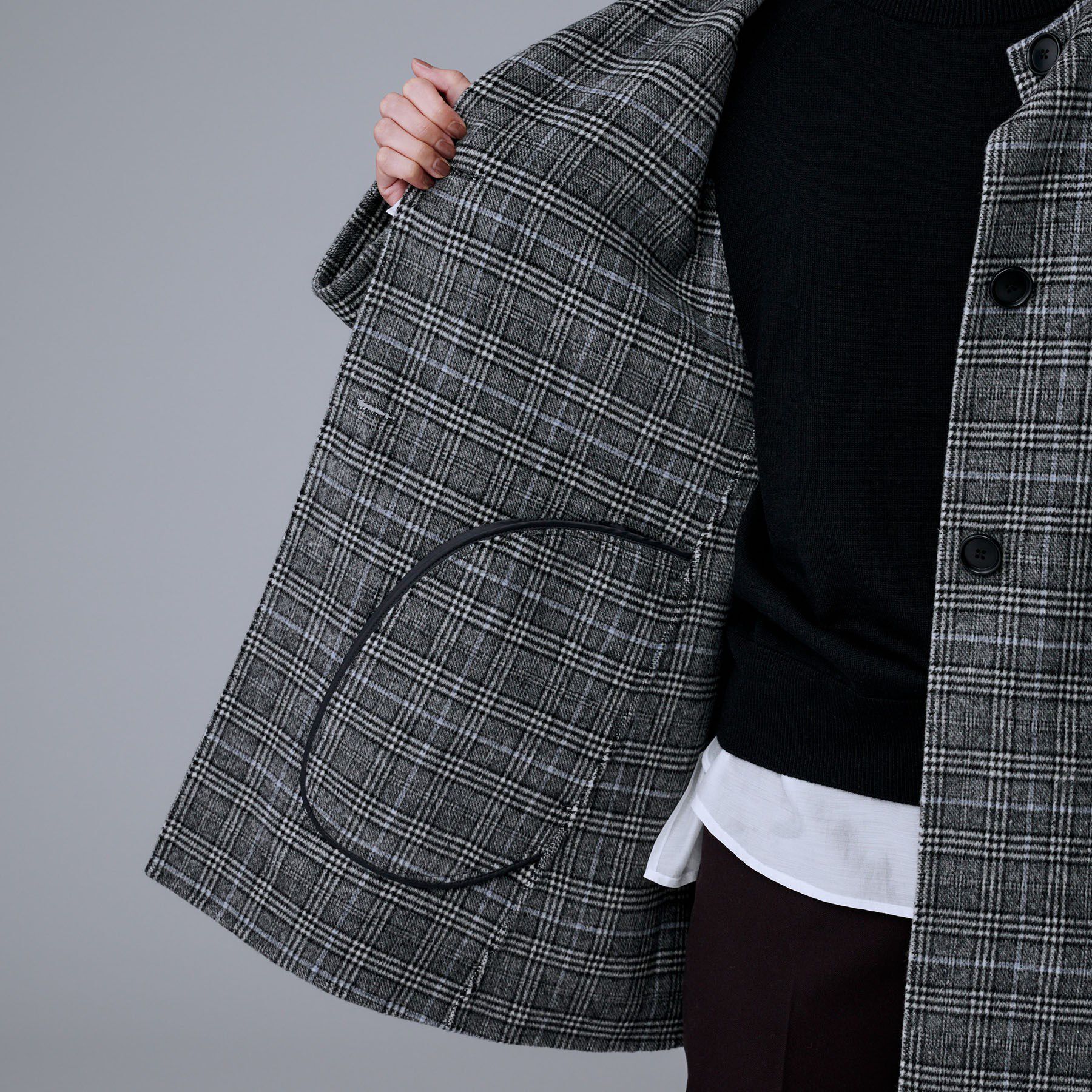 UNTITLED「【ミディ丈/軽やか】セミラグランリバー コート」|ノーカラーコート|